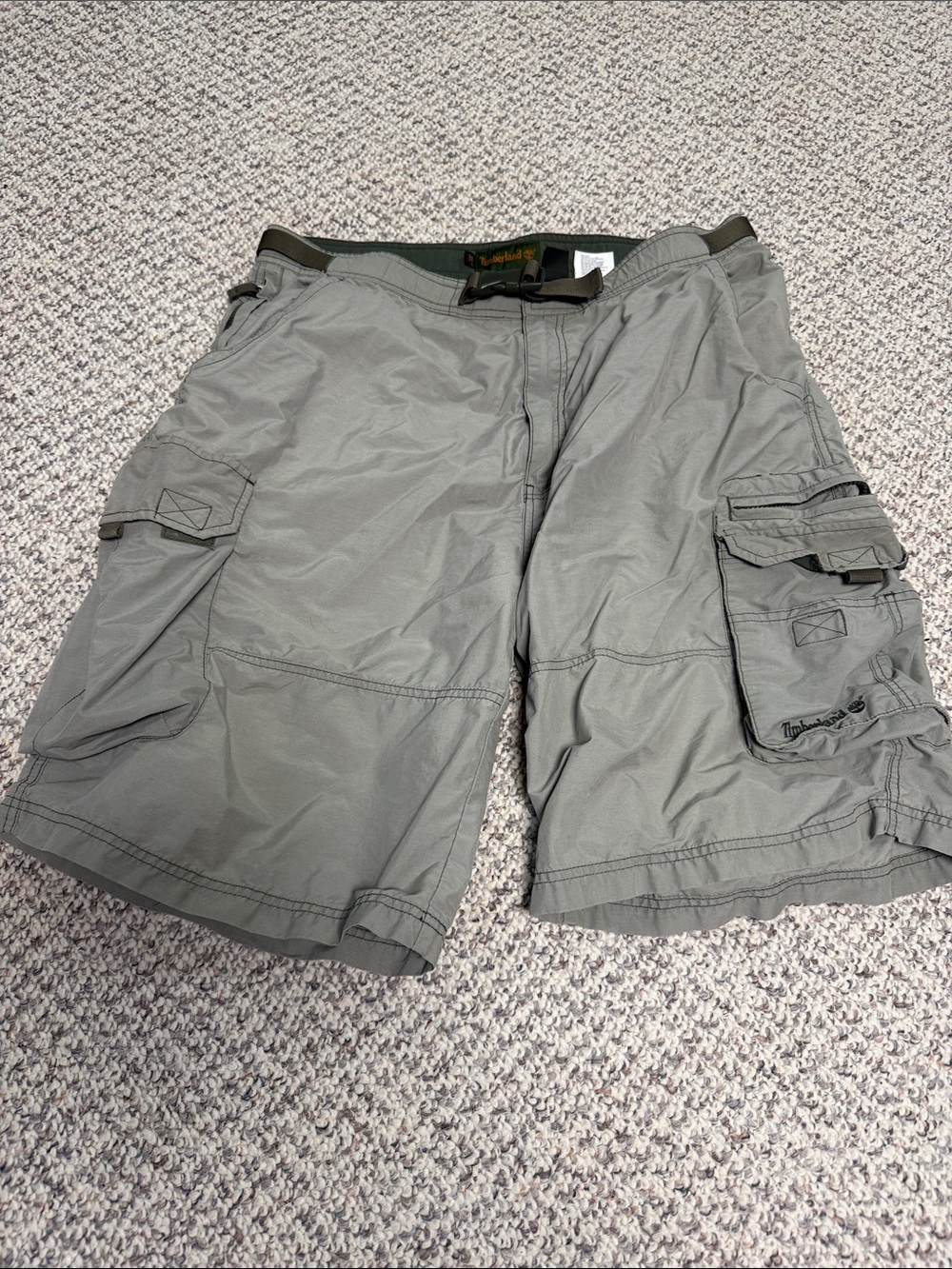 Timberland Men's Olive Gray Cargo Shorts with Utility Pockets